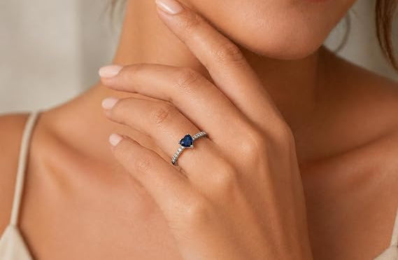 Crytal Blue Heart Ring For Women