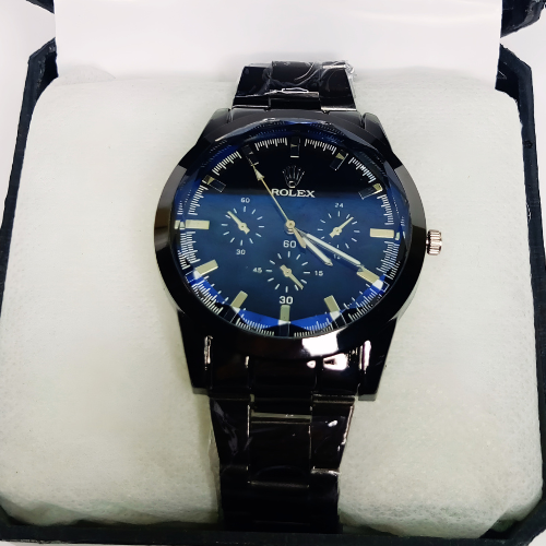 Black Rolex Watch For Men Stainless Steel Strap