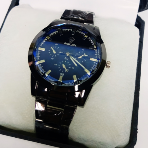 Black Rolex Watch For Men Stainless Steel Strap