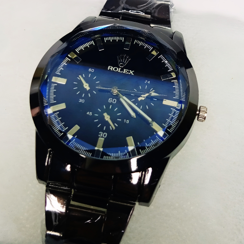 Black Rolex Watch For Men Stainless Steel Strap