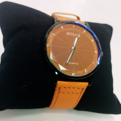 Stylish Watch For Men With Brown Dial and Leather Strap With Box