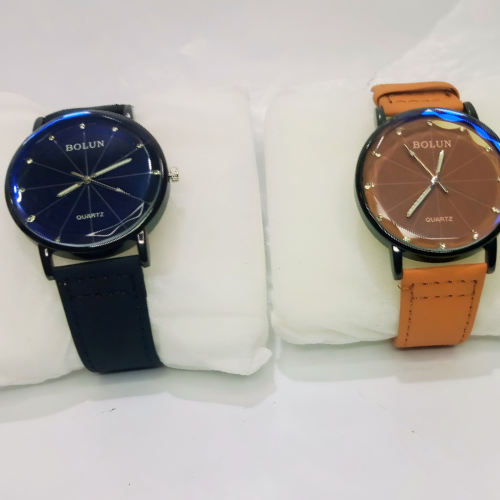 Stylish Watch For Men With Brown Dial and Leather Strap With Box