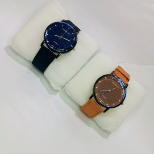 Stylish Watch For Men With Brown Dial and Leather Strap With Box
