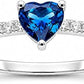 Crytal Blue Heart Ring For Women