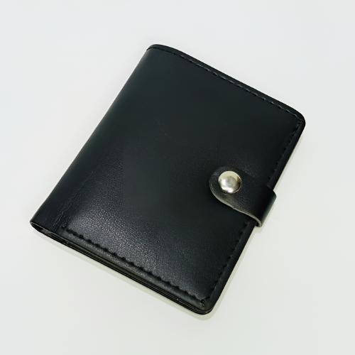 Classic Black Pocket Wallet for Men Slim, Secure & Stylish Card Holder with Snap Closure