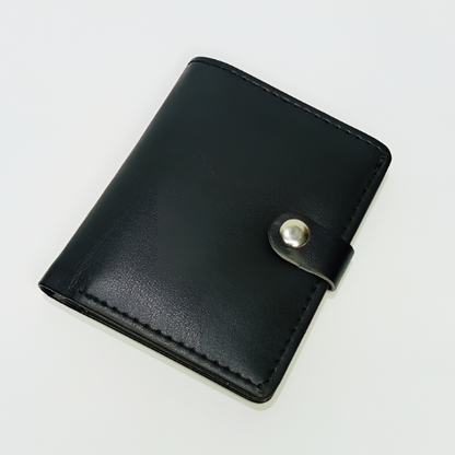 Classic Black Pocket Wallet for Men Slim, Secure & Stylish Card Holder with Snap Closure