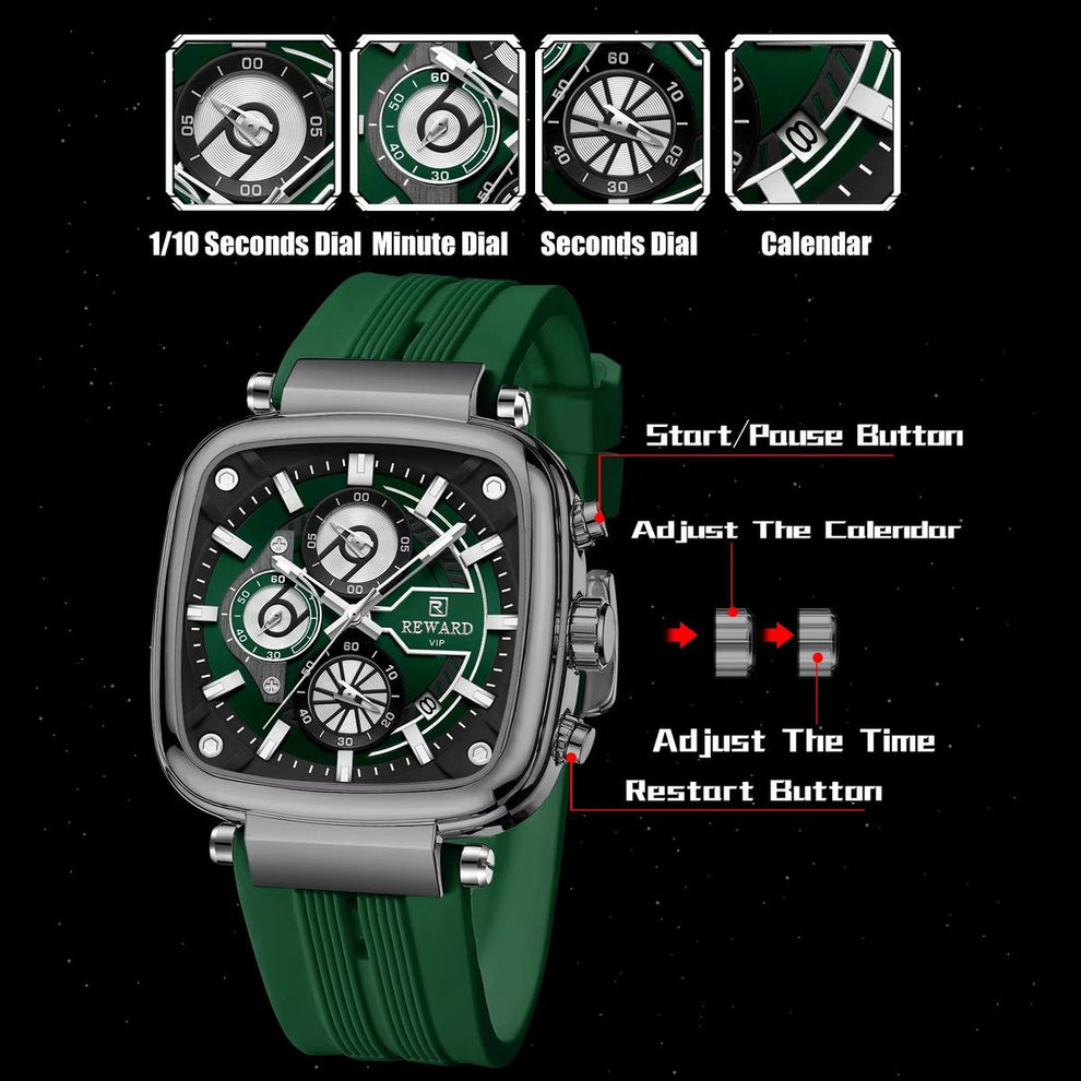 Reward Green Chronograph Luxury Sports Men's Watch