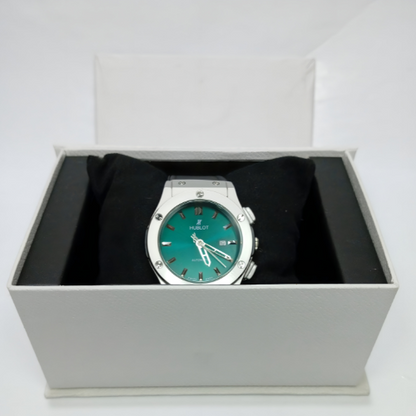 Mens Watch Hublot Stylish Classic Green Dial Premium Swiss Made Luxury Timepiece Date Display