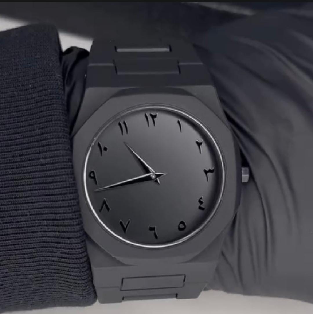 Black Arabic Aura Watch Matte Black Finish
