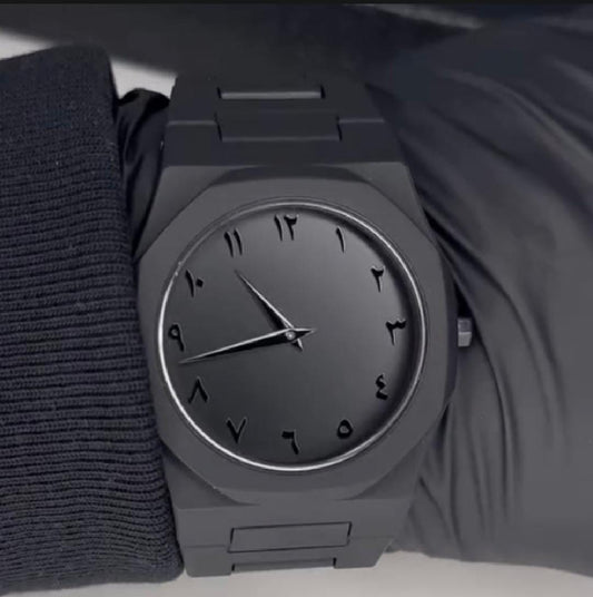 Black Arabic Aura Watch Matte Black Finish