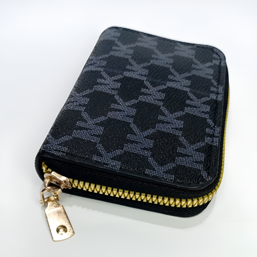 Stylish Mini Wallet For Girls Black And Grey with Golden Zip Card And Cash Holder