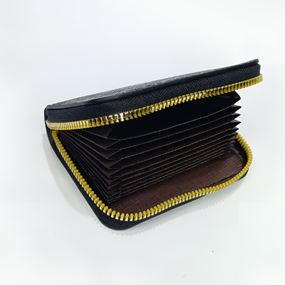 Stylish Mini Wallet For Girls Black And Grey with Golden Zip Card And Cash Holder