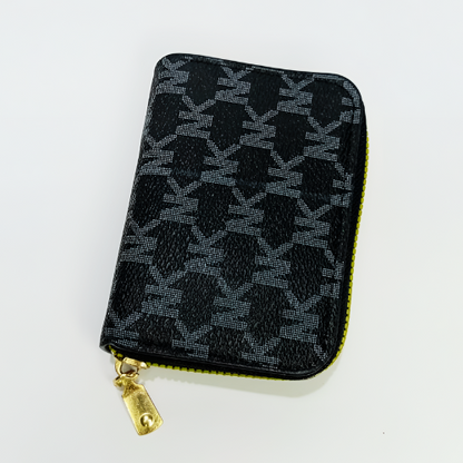 Stylish Mini Wallet For Girls Black And Grey with Golden Zip Card And Cash Holder