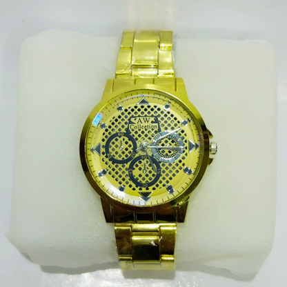 Stylish Golden Watch For Men Stainless Steel Strap