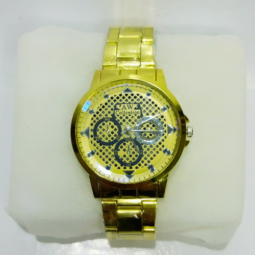 Stylish Golden Watch For Men Stainless Steel Strap