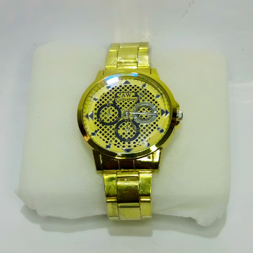 Stylish Golden Watch For Men Stainless Steel Strap