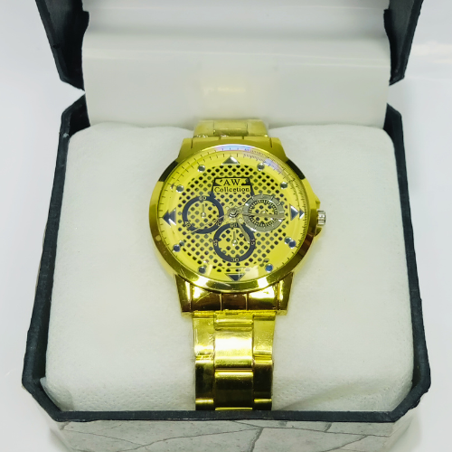 Stylish Golden Watch For Men Stainless Steel Strap