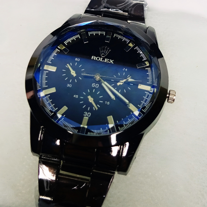 Black Rolex Watch For Men Stainless Steel Strap