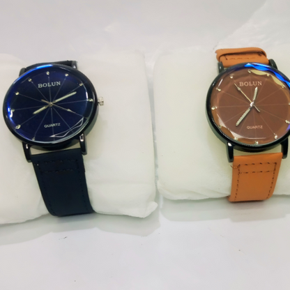 Stylish Watch For Men With Brown Dial and Leather Strap With Box