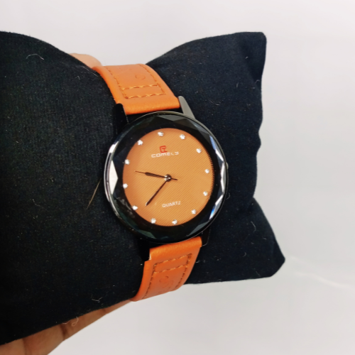 Decent Brown Watch for Women Trendy Leather Strap Watch with Crystal Accents
