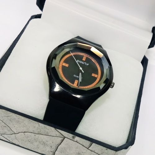 Black Watch For Mens Matte Black Rubber Strap With Box