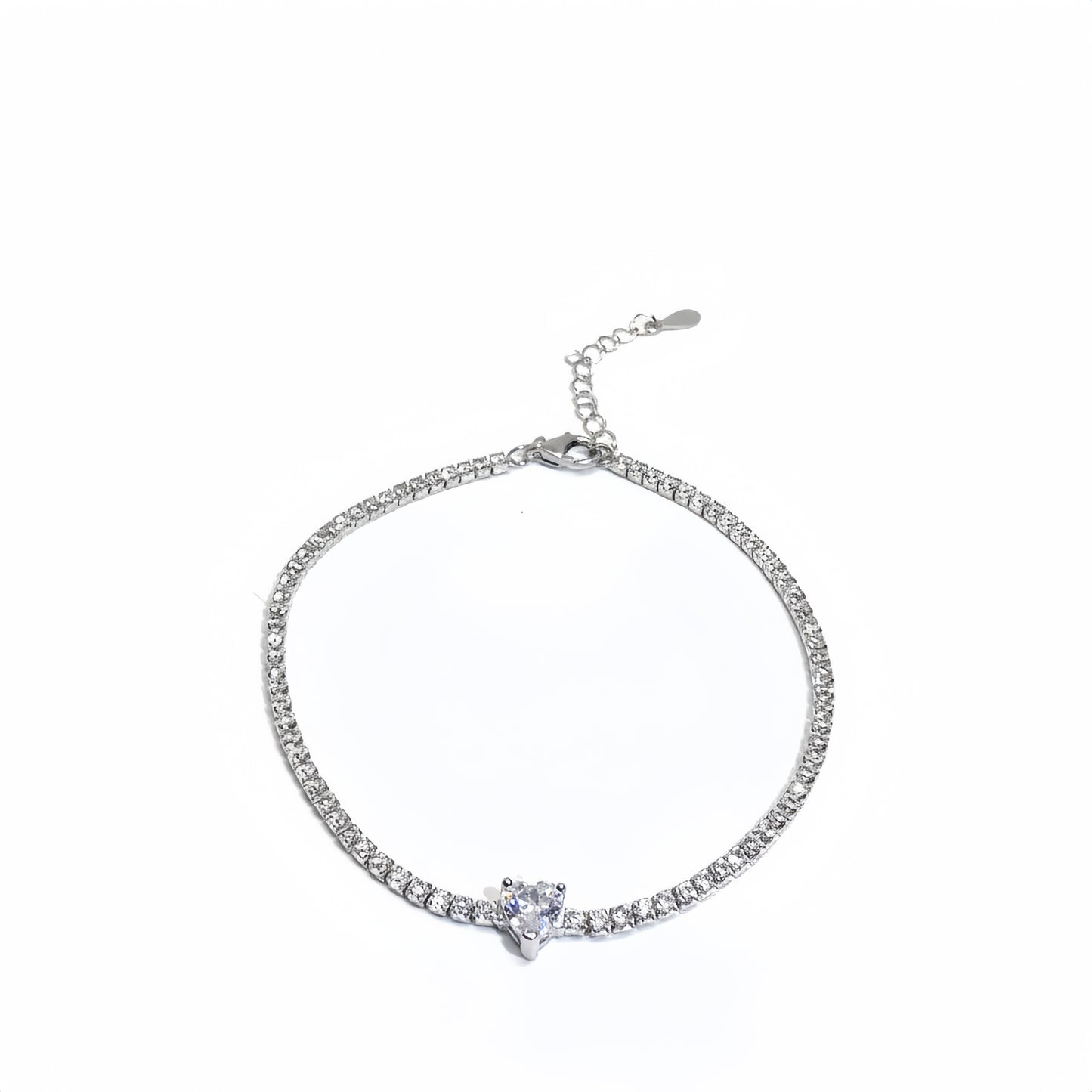 Elegant Cubic Zirconia Tennis Bracelet with Solitaire Centerpiece
