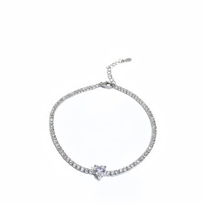 Elegant Cubic Zirconia Tennis Bracelet with Solitaire Centerpiece