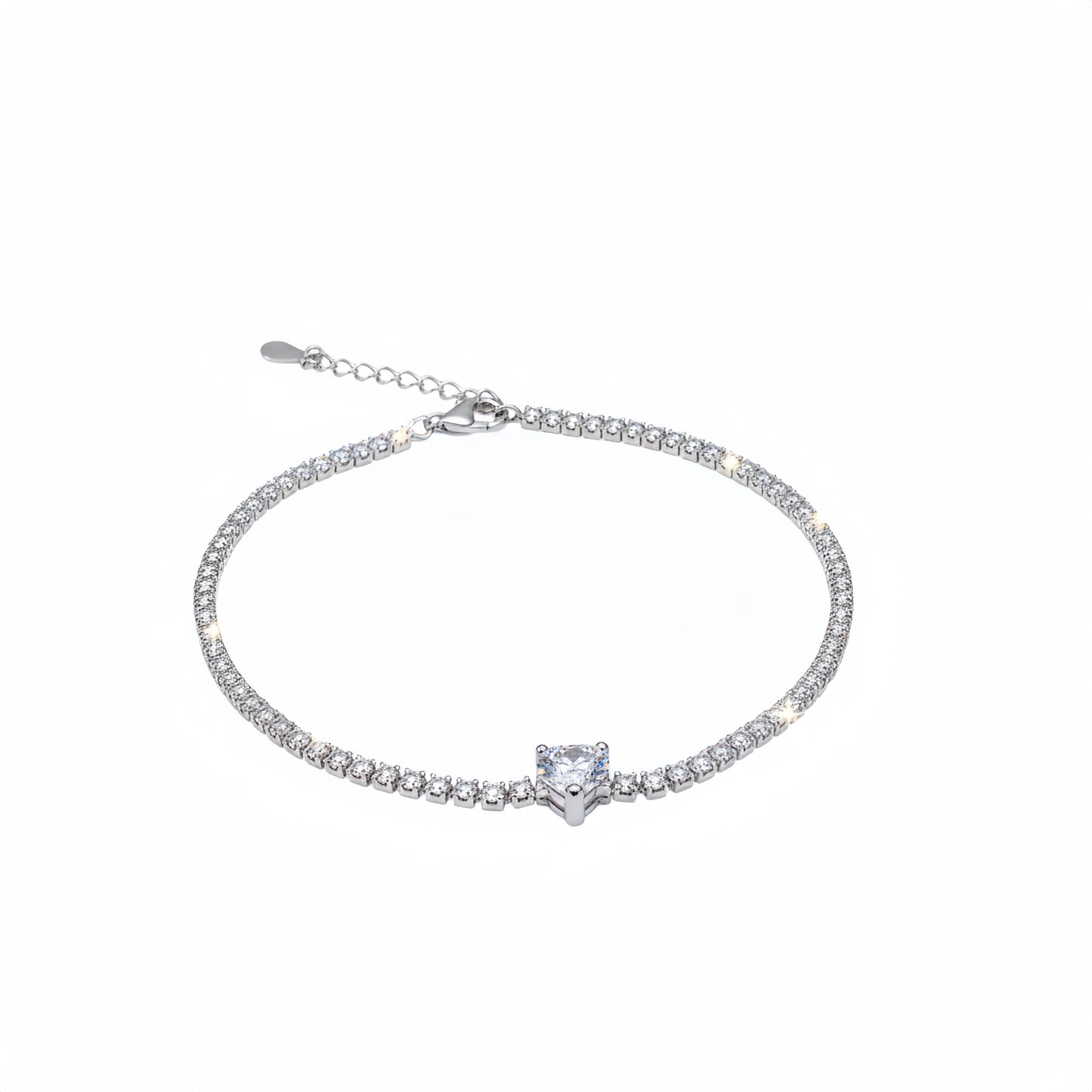 Elegant Cubic Zirconia Tennis Bracelet with Solitaire Centerpiece