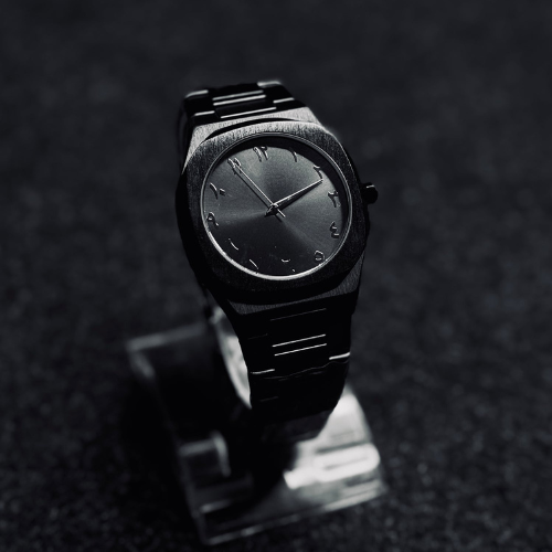 Black Arabic Aura Metallic Watch Stainless Steel