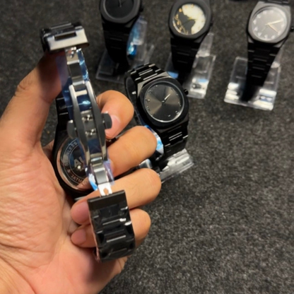 Black Arabic Aura Metallic Watch Stainless Steel